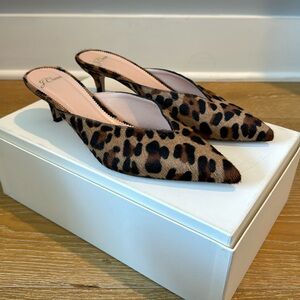 JCrew Leopard Calf Hair Mule